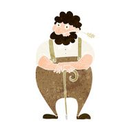 cartoon farmer leaning on walking stick N10