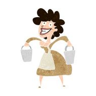 cartoon milkmaid carrying buckets N10