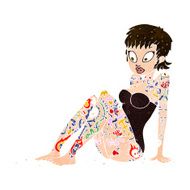 cartoon tattoo girl in swimsuit N8