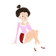 cartoon attractive woman sitting thinking N8