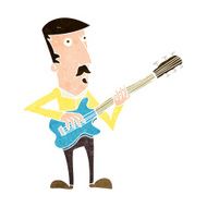 cartoon man playing electric guitar N17