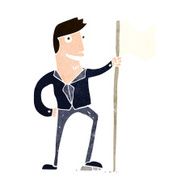 cartoon man planting flag N8