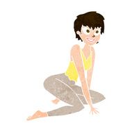 cartoon happy woman sitting on floor N19