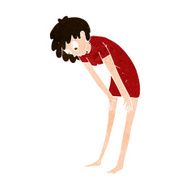 cartoon woman looking at her feet N9