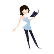 cartoon woman reading book N10