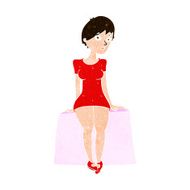 cartoon curious woman sitting N10