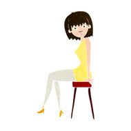 cartoon woman sitting on stool N19