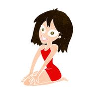 cartoon happy woman in dress N27