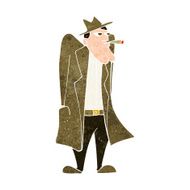 cartoon man in hat and trench coat N9