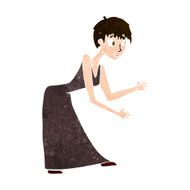 cartoon woman in dress gesturing N10