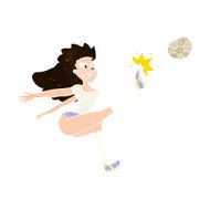 cartoon female soccer player kicking ball N10