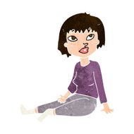 cartoon woman sitting on floor N9