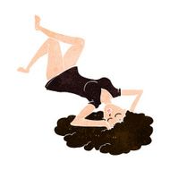 cartoon woman lying on floor N18