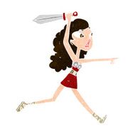 cartoon viking girl with sword N6