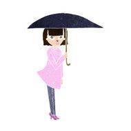 cartoon woman with umbrella N11