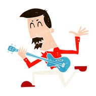 cartoon man playing electric guitar N18