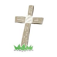 cartoon wooden cross grave N27