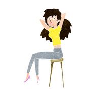 cartoon woman posing on stool N9