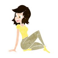 cartoon pretty woman looking happy N9