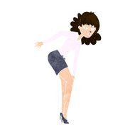 cartoon annoyed woman rubbing knee N9