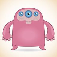 Three-eyed pink monster