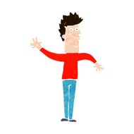 cartoon happy waving man N10