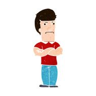 cartoon annoyed man with folded arms N17