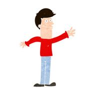 cartoon happy man waving N36