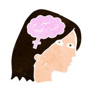 cartoon female head with brain symbol N15