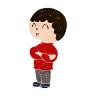 cartoon boy with folded arms N19