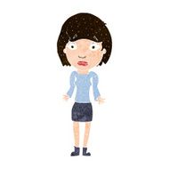 cartoon woman shrugging shoulders N440