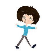 cartoon surprised man walking N9