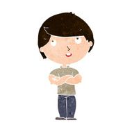 cartoon happy man with folded arm N9