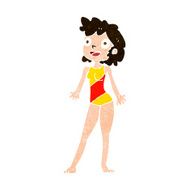 cartoon woman in swimming costume N10