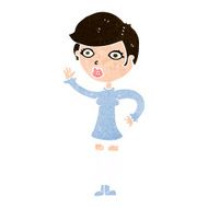 cartoon pretty woman waving N81