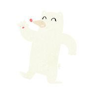 cartoon waving polar bear N40