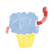 cartoon worm in cupcake N10
