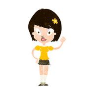 cartoon pretty girl waving N27