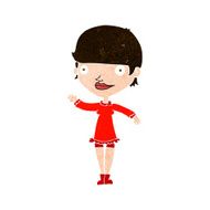 cartoon waving woman N131