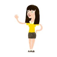 cartoon pretty woman waving N82