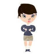 cartoon woman gesturing at self N27