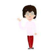cartoon shocked woman waving hand N10