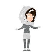 cartoon woman wearing astronaut helmet N10