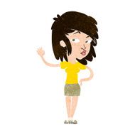 cartoon pretty woman waving N83