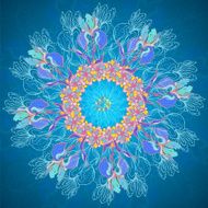 Blue floral ornament mandala background card N2