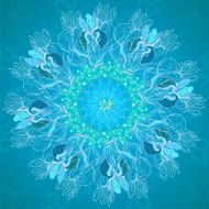 Blue floral ornament mandala background card N3