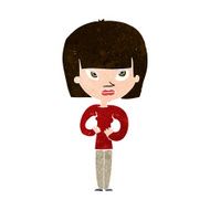 cartoon woman gesturing at herself N8