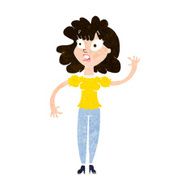 cartoon worried woman waving N19