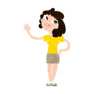 Cartoon Woman Waving N310