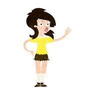 cartoon pretty woman waving for attention N10
